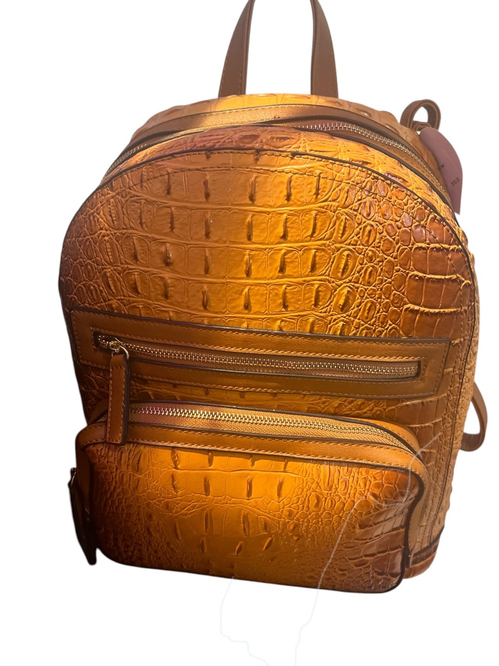 New Vegan Leather Croc-Embossed Backpack -